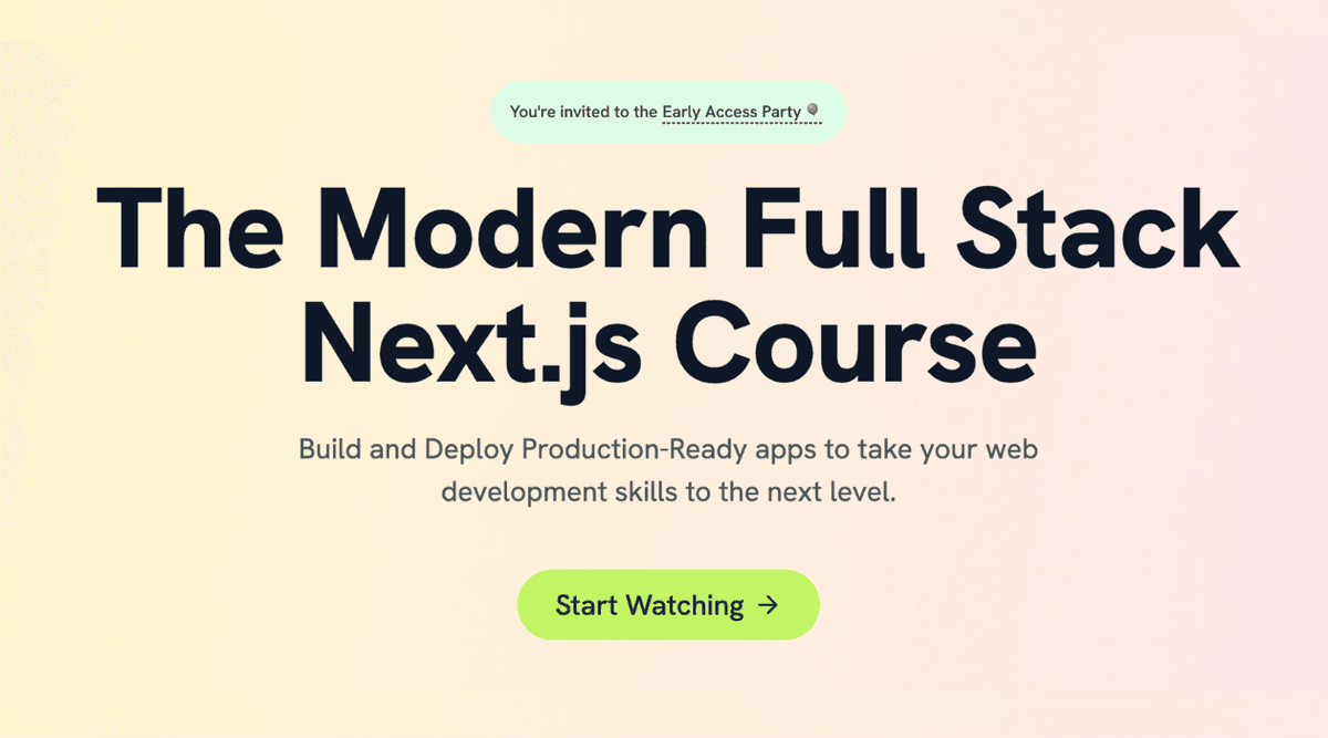 The Modern Full Stack Next.js Course Banner